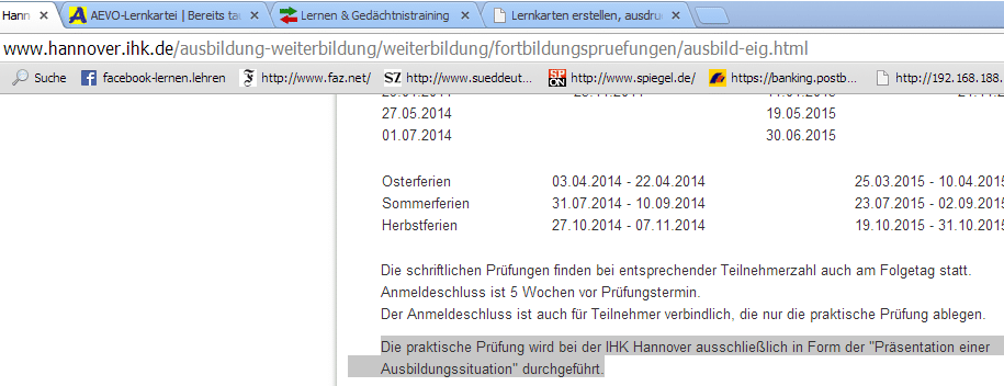 AEVO-Prüfung in der IHK Hannover IHK Hannover, rechtswidrige AdA-Prüfung