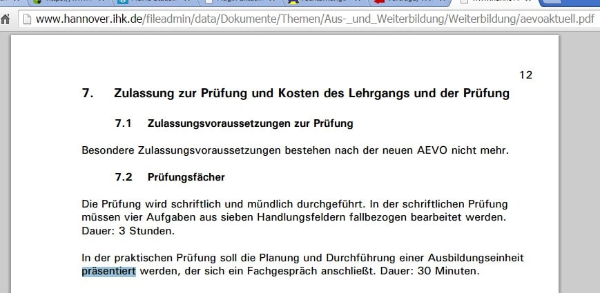 IHK Hannover: Ausbildereignungsprüfung - Präsentation